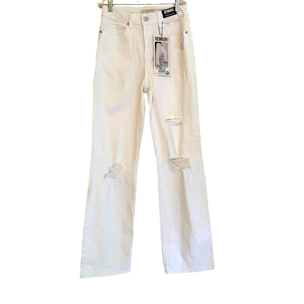 Rewash Brand Vintage Stretch Super High‎ Rise Wide Leg White Jeans Size 25